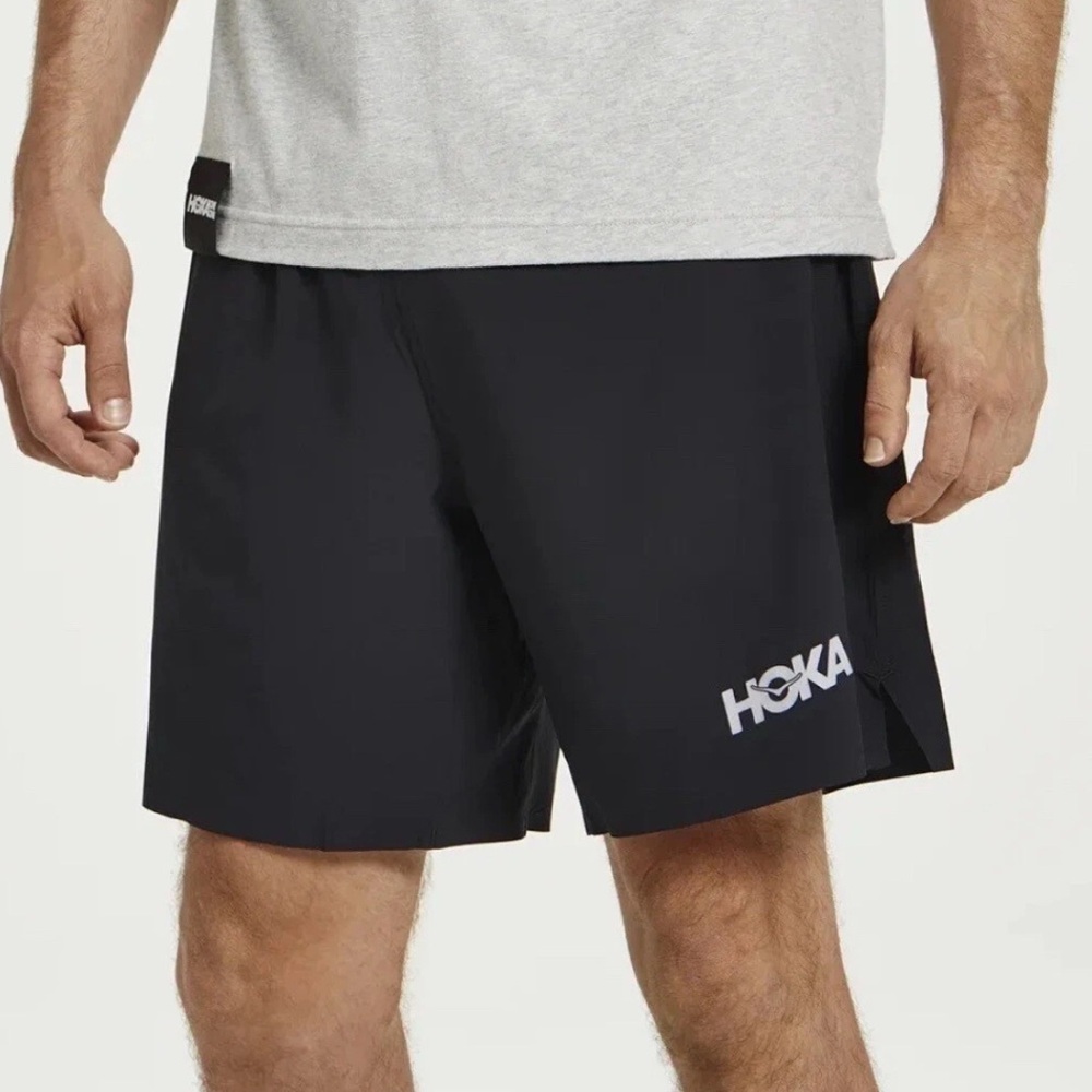 Hoka One One Glide Shorts Men's Medium Black Activewear Stretch Gym Athletic XL